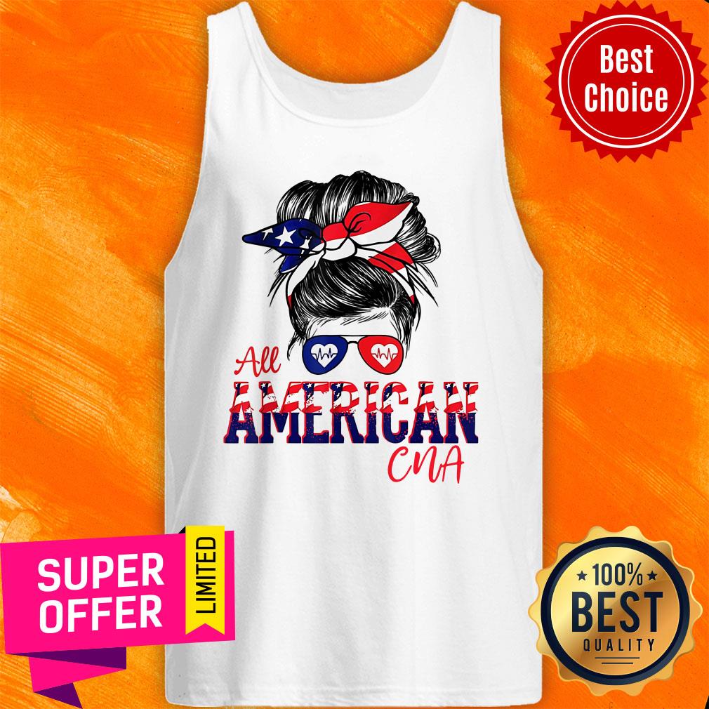 Messy Bun Girl American Flag CNA Glass Shirt - Image 3