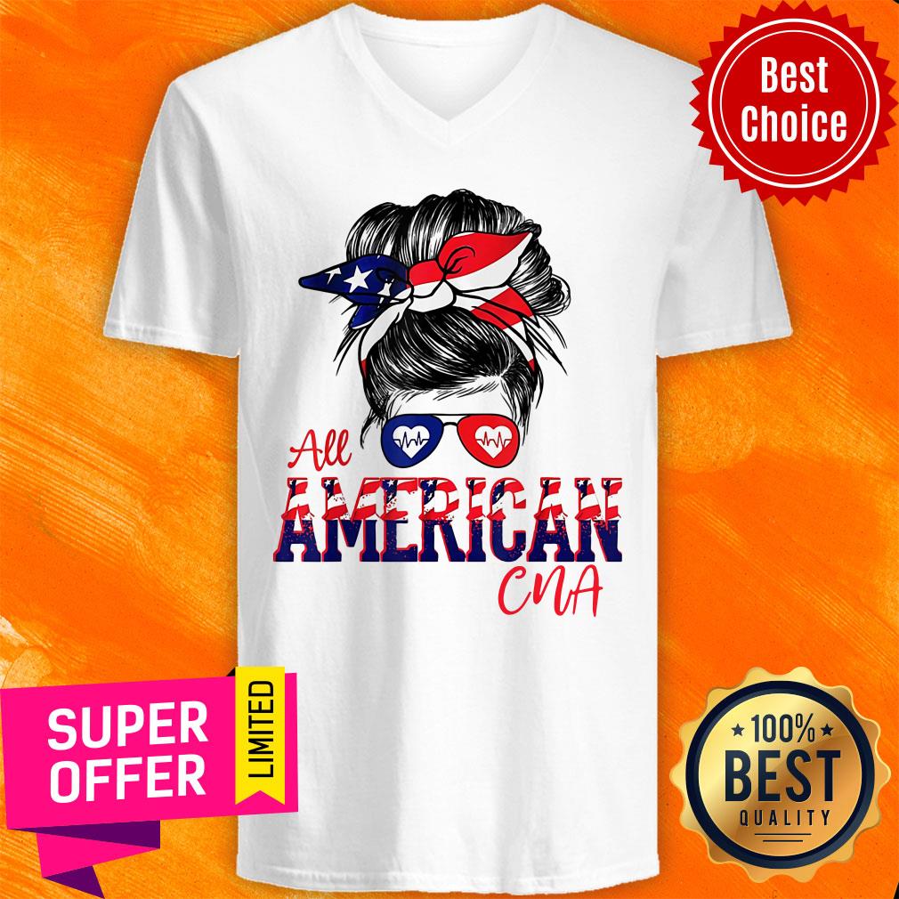 Messy Bun Girl American Flag CNA Glass Shirt - Image 2
