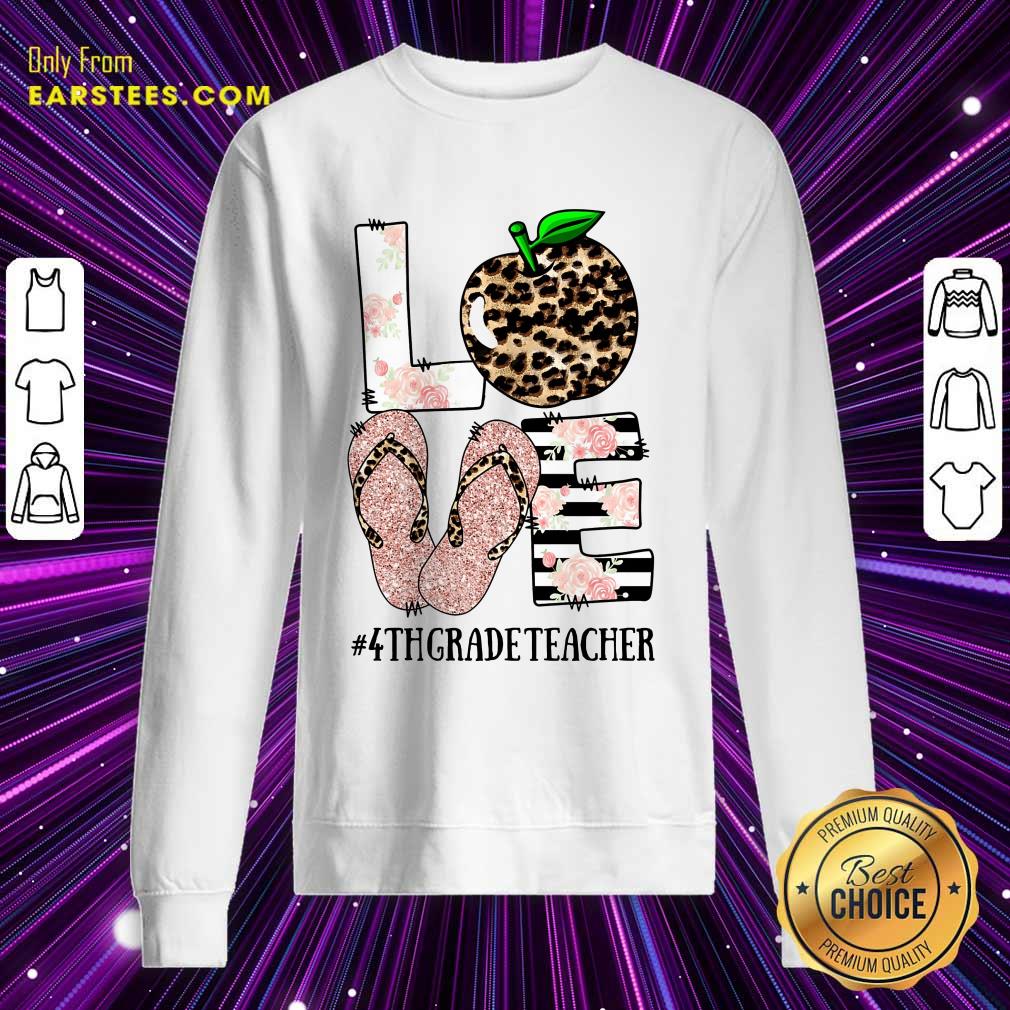 Top Love Apple 4th Grade Teacher Shirt - Image 3