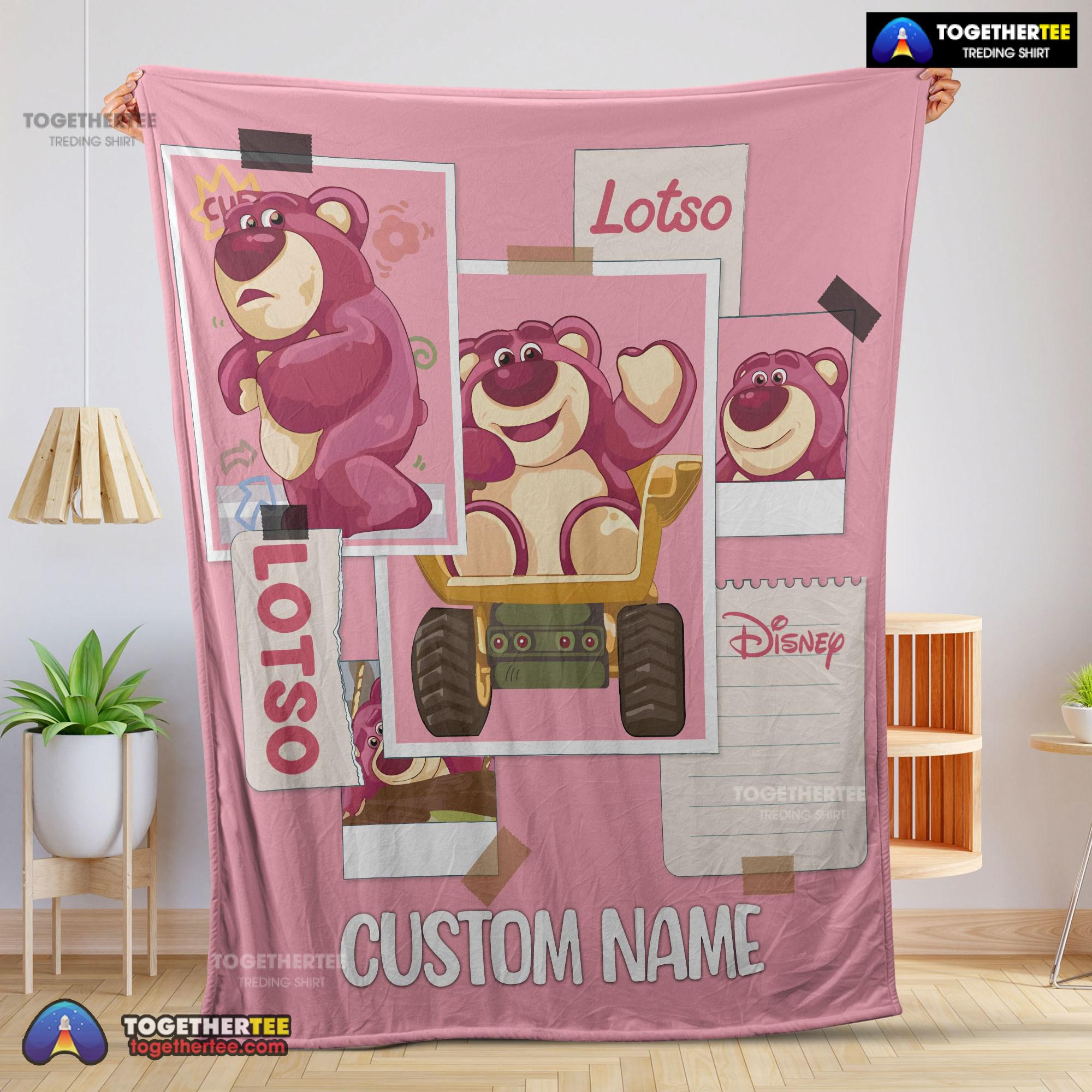 Official Disney Cartoon Toy Story Cute Lotso Grid Photos Blanket