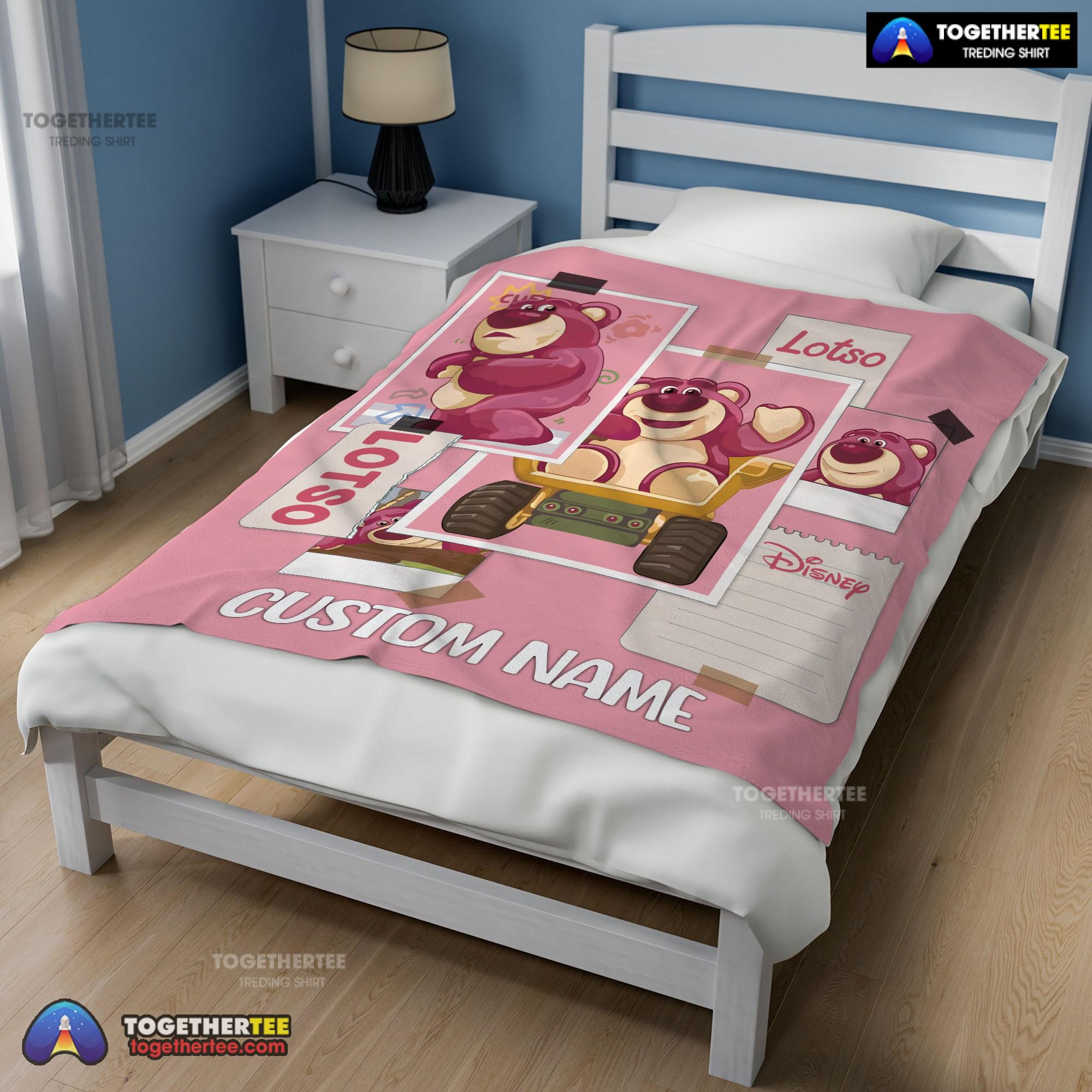 Official Disney Cartoon Toy Story Cute Lotso Grid Photos Blanket - Image 2