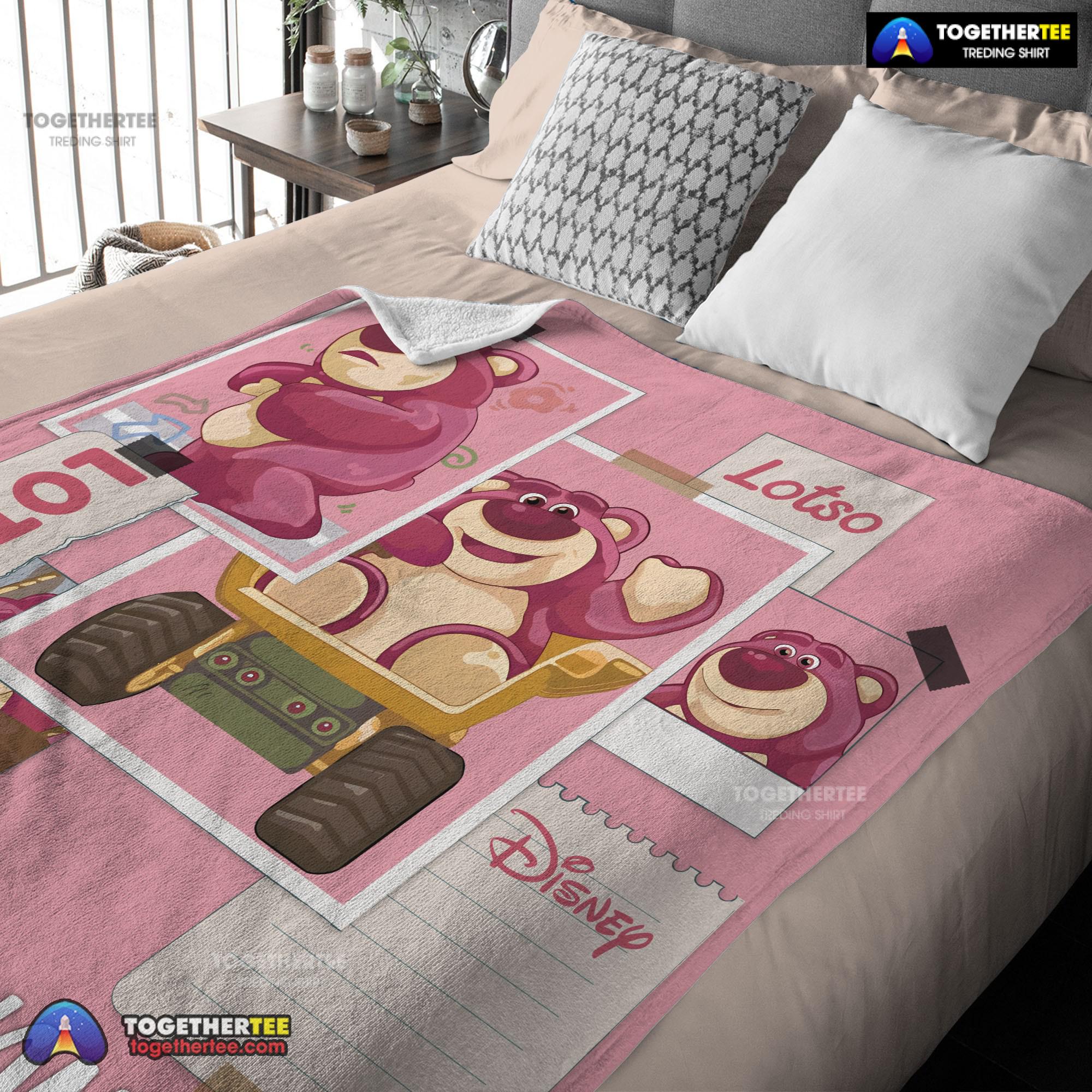 Official Disney Cartoon Toy Story Cute Lotso Grid Photos Blanket - Image 3