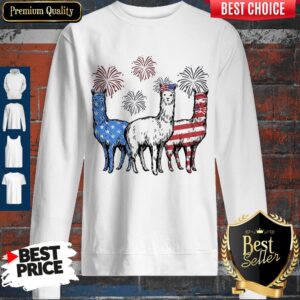 Alternative view of Independence Day Llamas Wear Bow Tie Firework Shirt