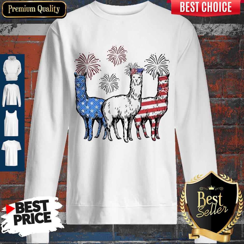 Independence Day Llamas Wear Bow Tie Firework Shirt - Image 2