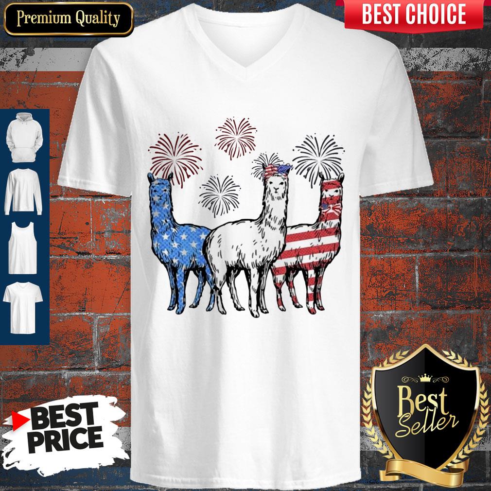 Independence Day Llamas Wear Bow Tie Firework Shirt - Image 3