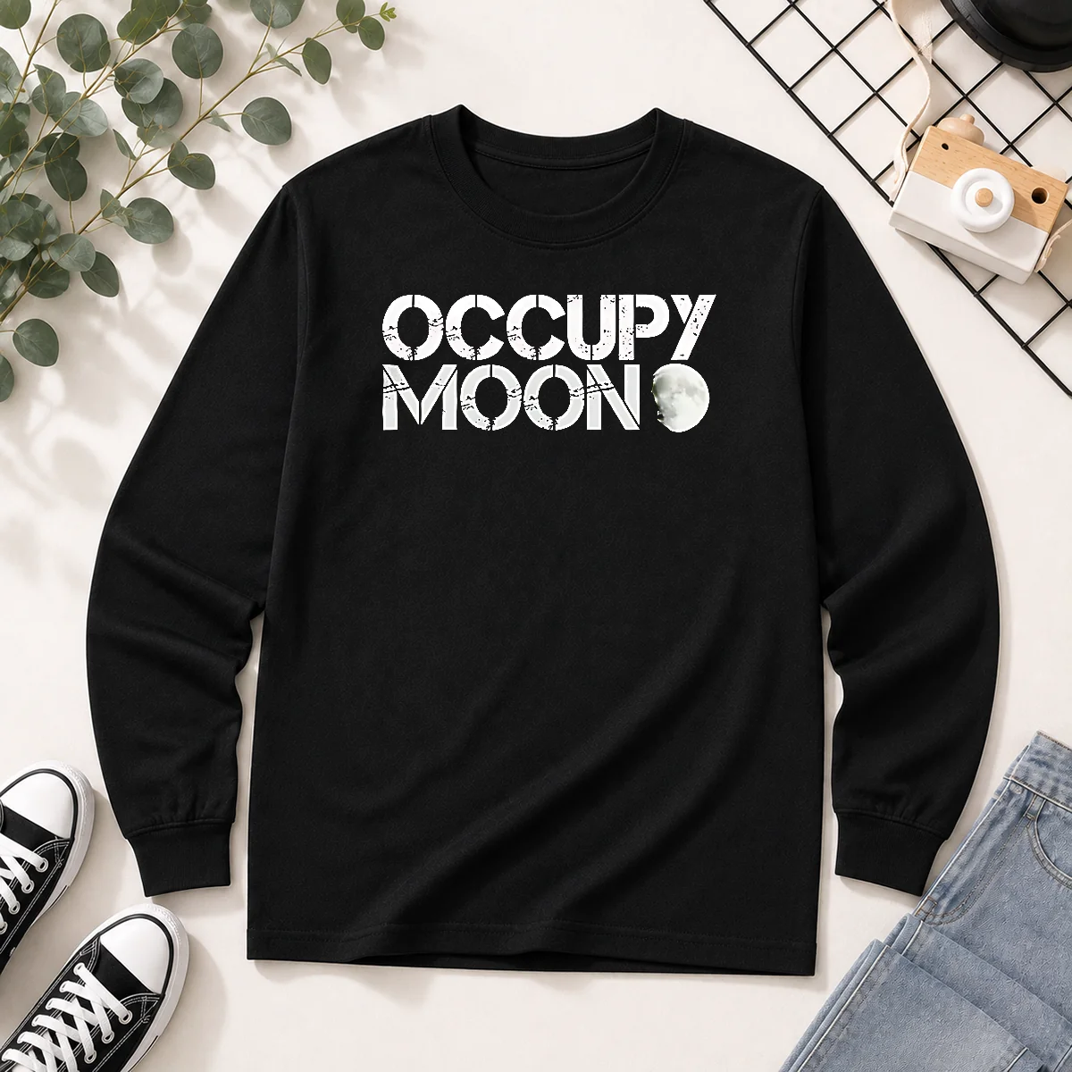 Funny Distressed Occupy Moon Space Lunar Astronomy Shirt - Image 5