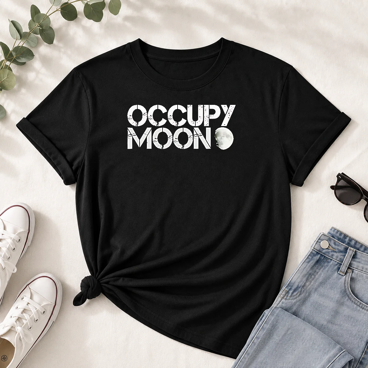 Funny Distressed Occupy Moon Space Lunar Astronomy Shirt
