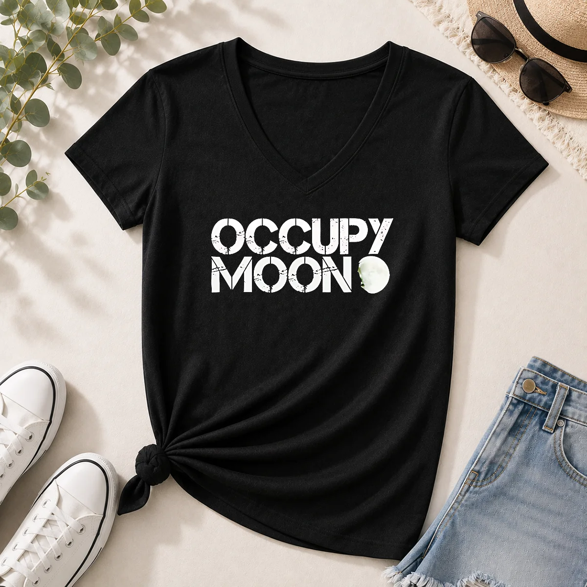 Funny Distressed Occupy Moon Space Lunar Astronomy Shirt - Image 7