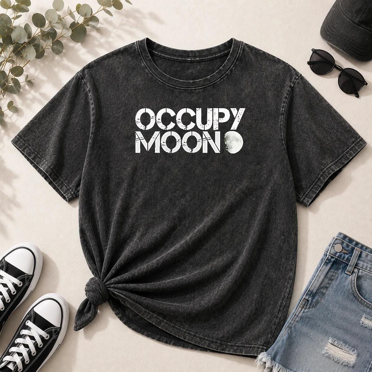 Funny Distressed Occupy Moon Space Lunar Astronomy Shirt - Image 8