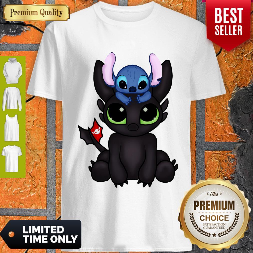 Awesome Baby Toothless Dragon And Stitch Flag Shirt