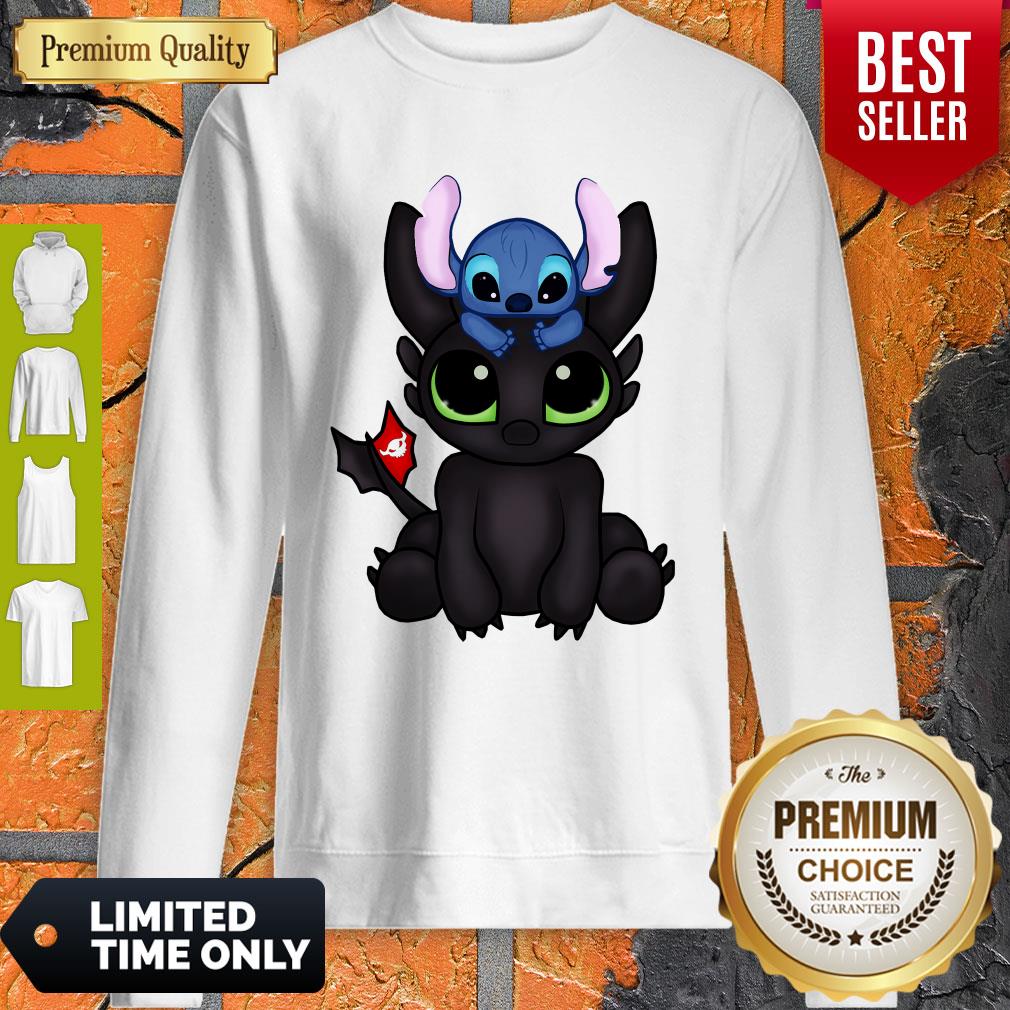 Awesome Baby Toothless Dragon And Stitch Flag Shirt - Image 2