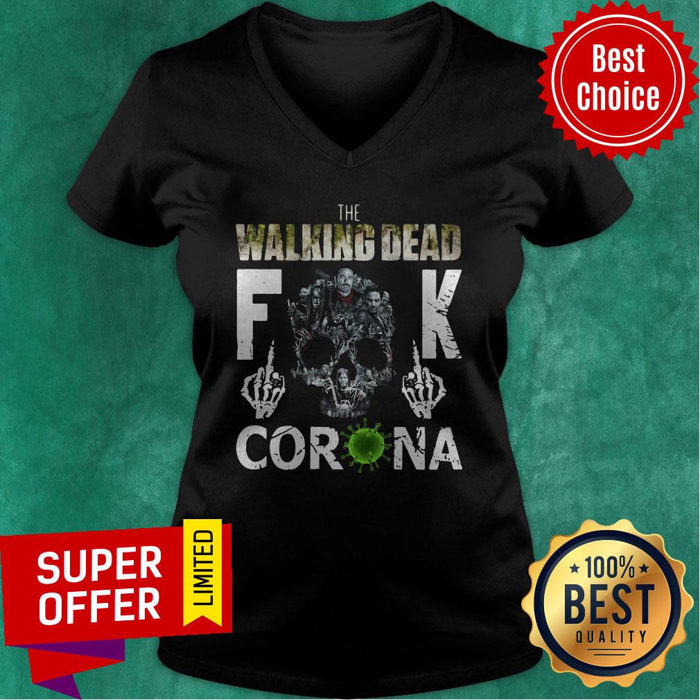 Awesome The Walking Dead Fuck Corona Skull Shirt - Image 4