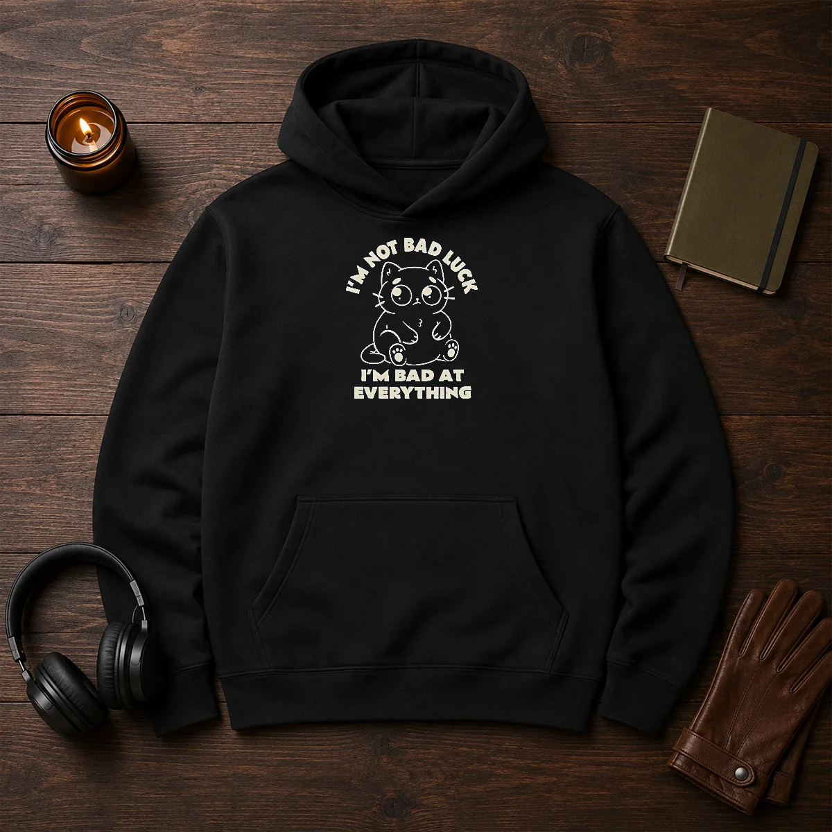 Official Black Cat I'M Not Bad Luck I'M Bad At Everything Shirt - Image 5
