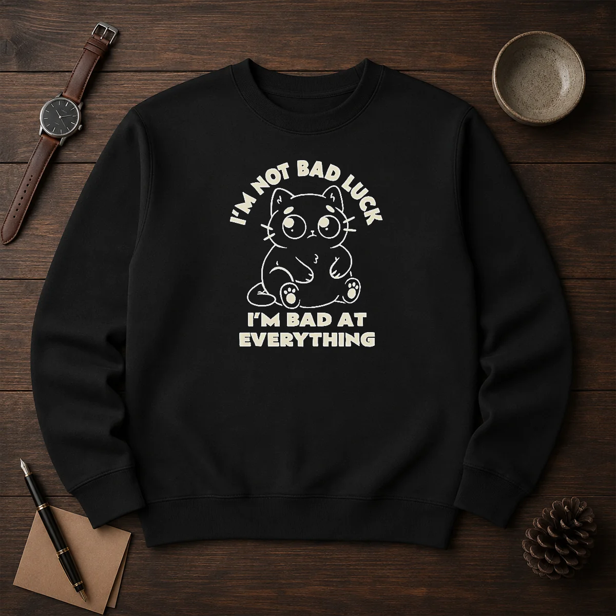 Official Black Cat I'M Not Bad Luck I'M Bad At Everything Shirt - Image 7