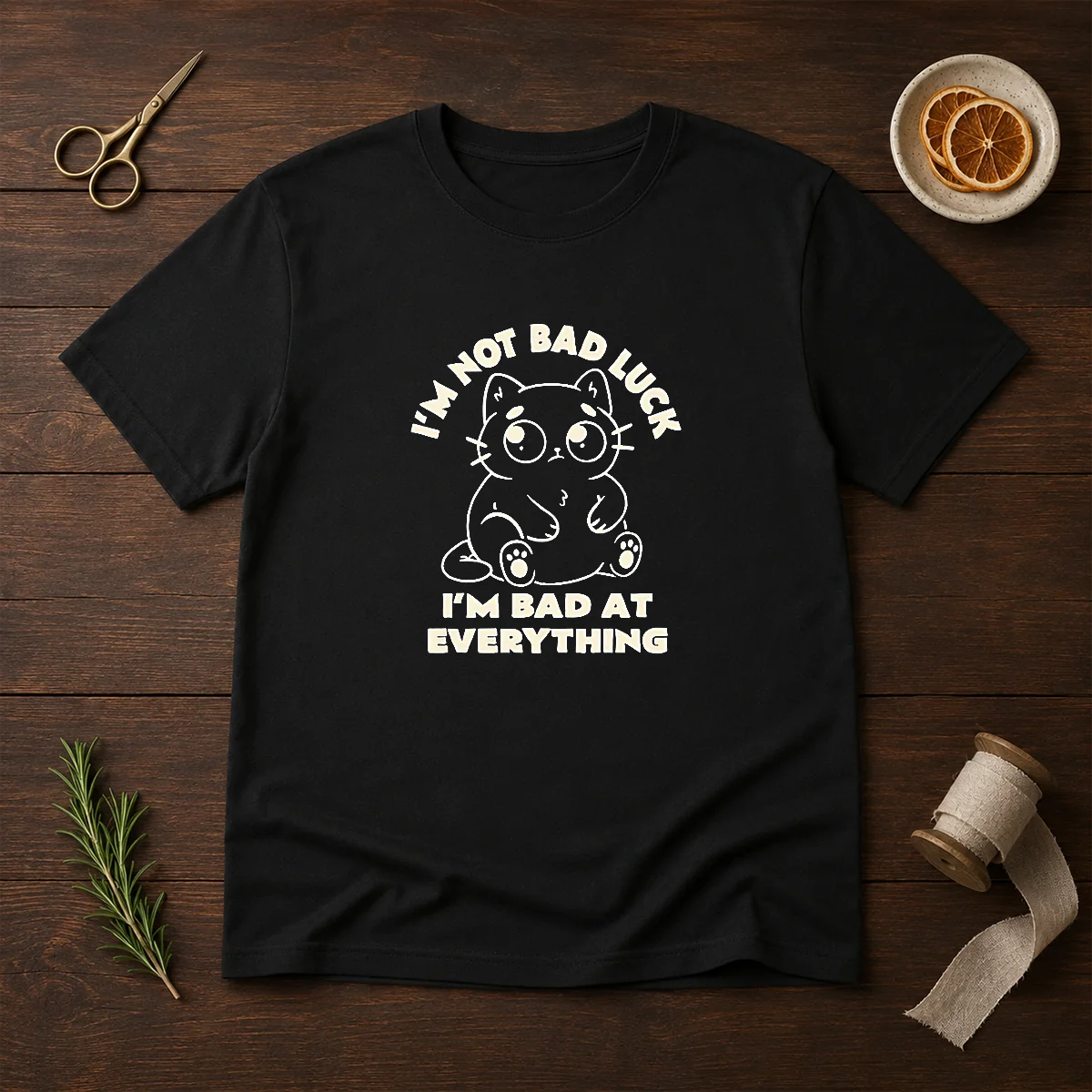 Official Black Cat I'M Not Bad Luck I'M Bad At Everything Shirt