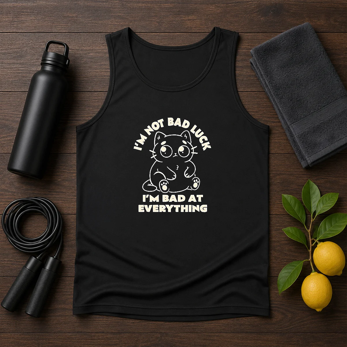 Official Black Cat I'M Not Bad Luck I'M Bad At Everything Shirt - Image 3