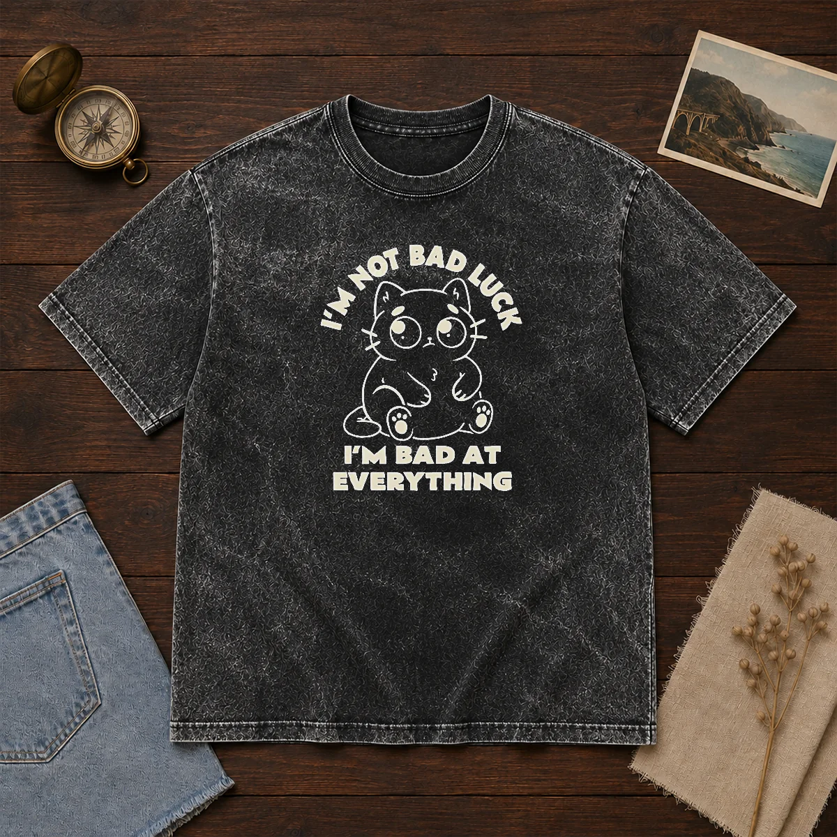Official Black Cat I'M Not Bad Luck I'M Bad At Everything Shirt - Image 8