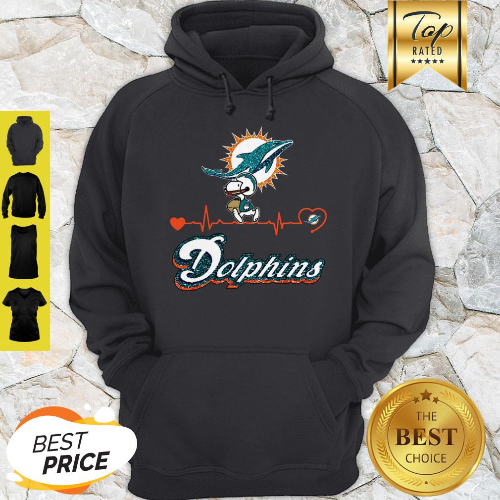 Cute Snoopy Miami Dolphins Logo Heartbeat Shirt - Image 2