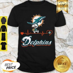 Cute Snoopy Miami Dolphins Logo Heartbeat Shirt