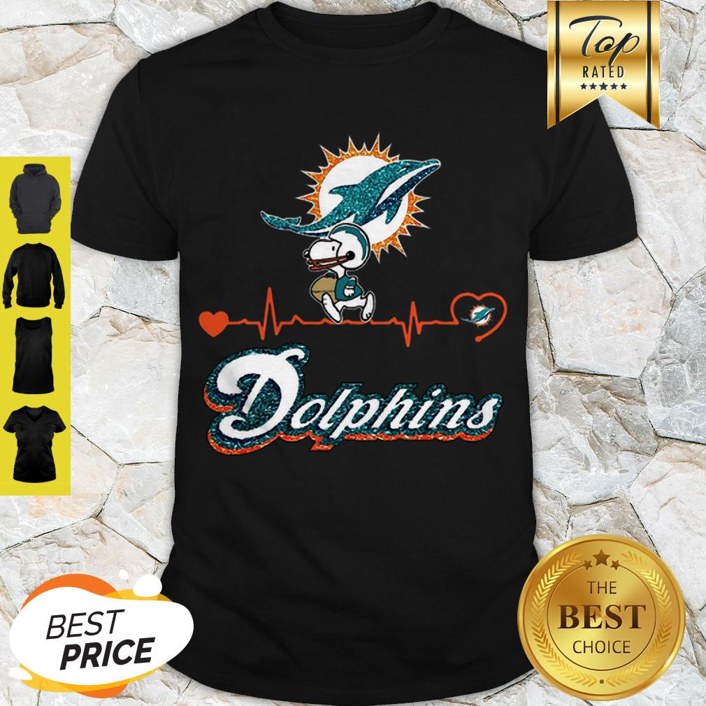 Cute Snoopy Miami Dolphins Logo Heartbeat Shirt