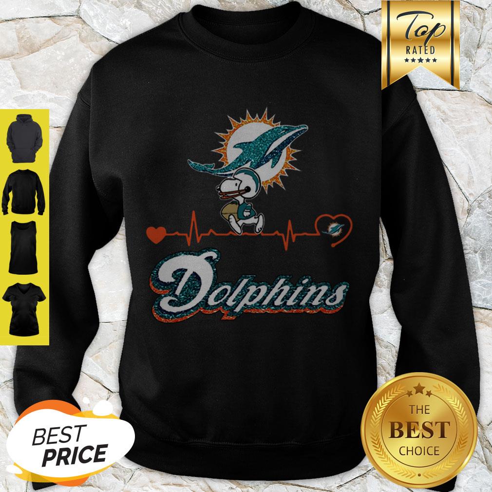 Cute Snoopy Miami Dolphins Logo Heartbeat Shirt - Image 5