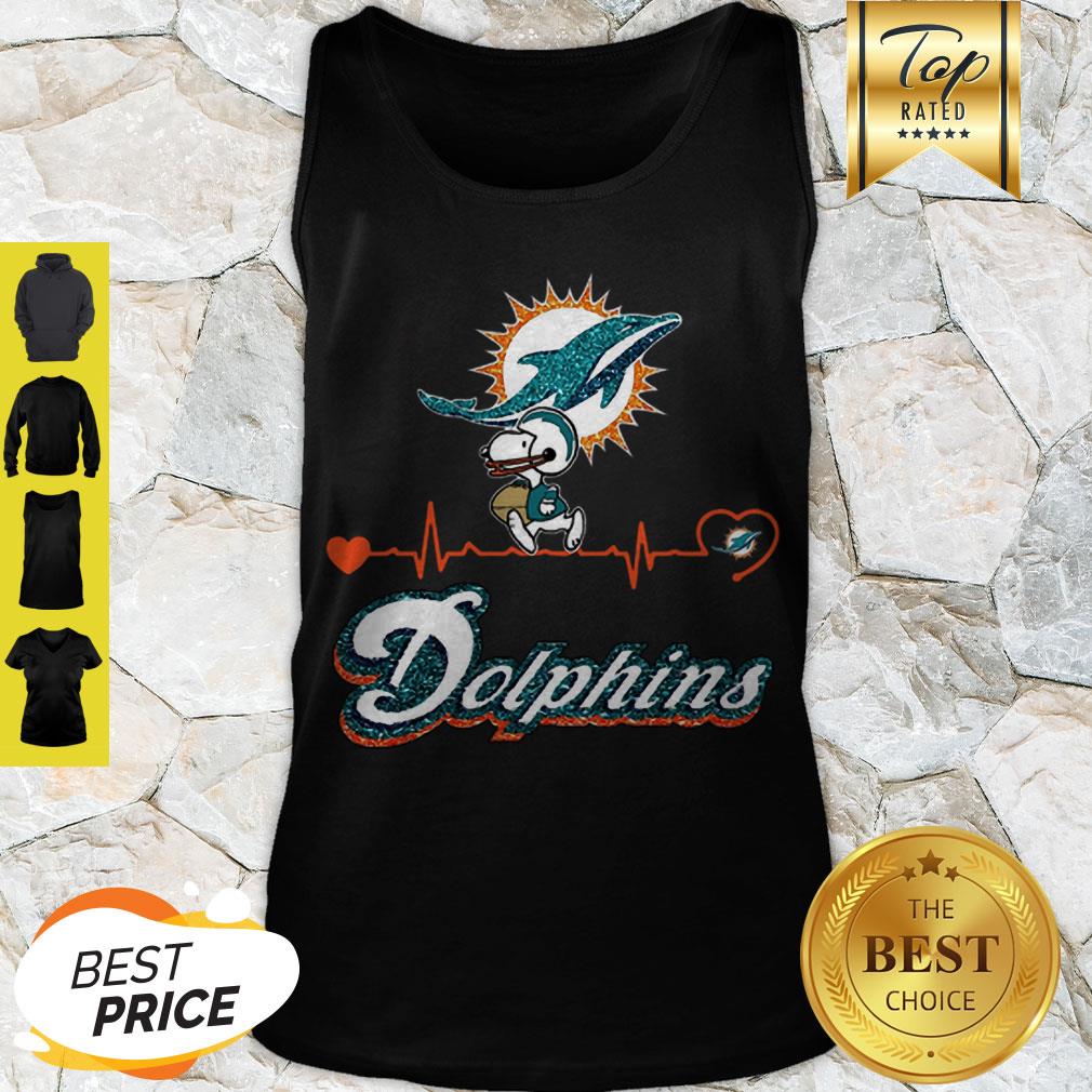 Cute Snoopy Miami Dolphins Logo Heartbeat Shirt - Image 4