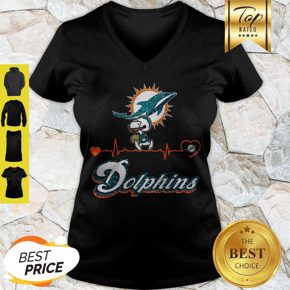 Cute Snoopy Miami Dolphins Logo Heartbeat Shirt - Image 3
