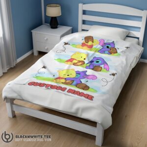Alternative view of Perfect Cute Disney Winnie The Pooh And Stitch Fleece Blanket  Customize Blanket