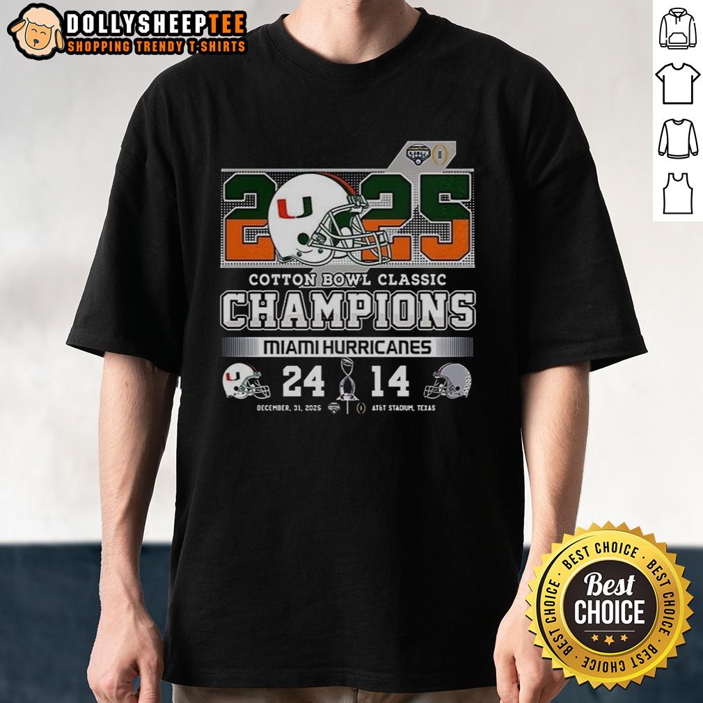 Top Miami Hurricanes Cotton Bowl Classic Champions 2025 Helmet T-Shirt