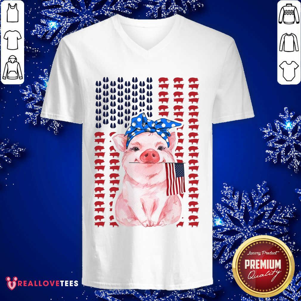 Pig American Flag Independence Day Shirt - Image 3
