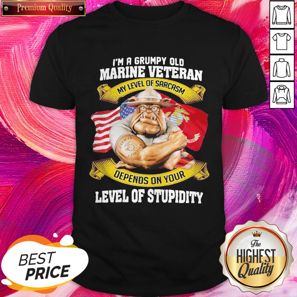 Hot I’m A Grumpy Old Marine Veteran My Level Of Sarcasm Depends On Your Level Of Stupidity Shirt