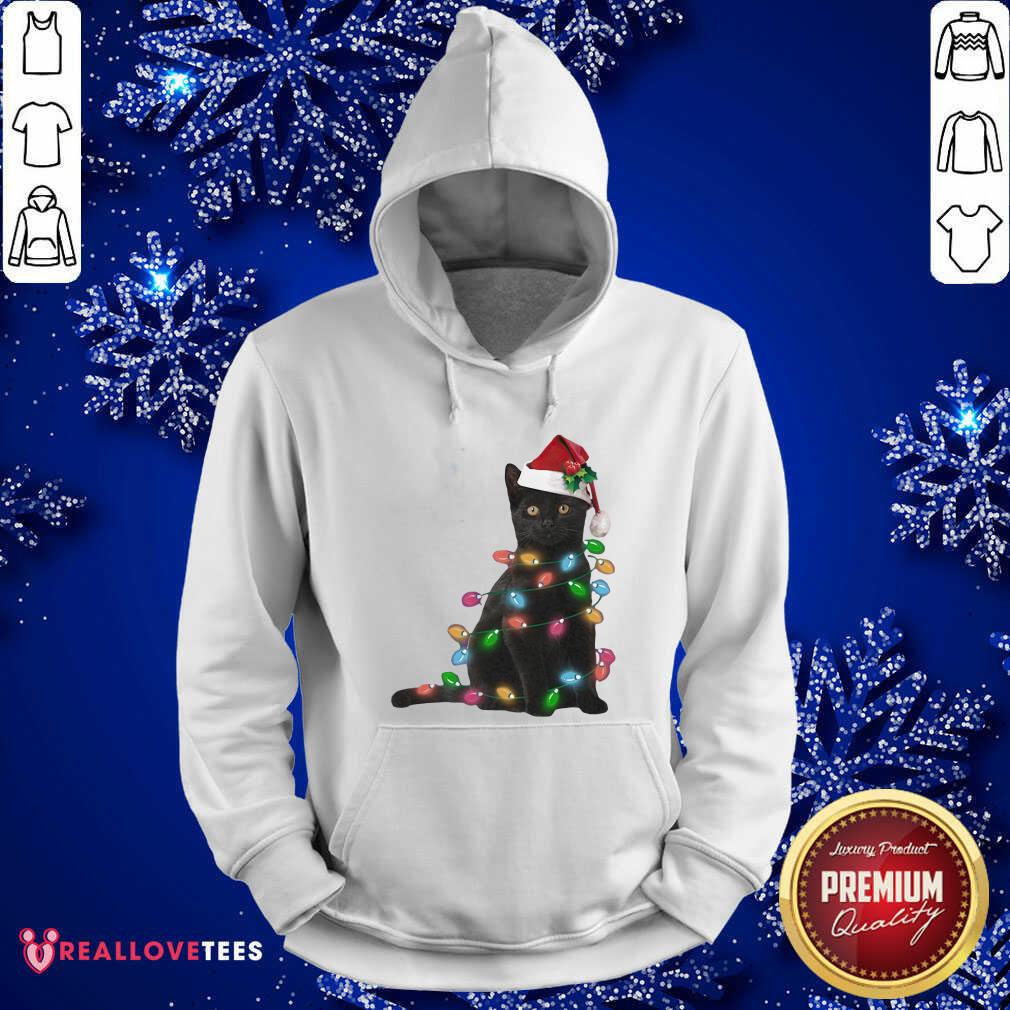 Perfect Black Cat Hat Santa Happy Light Christmas 2020 Shirt - Image 4
