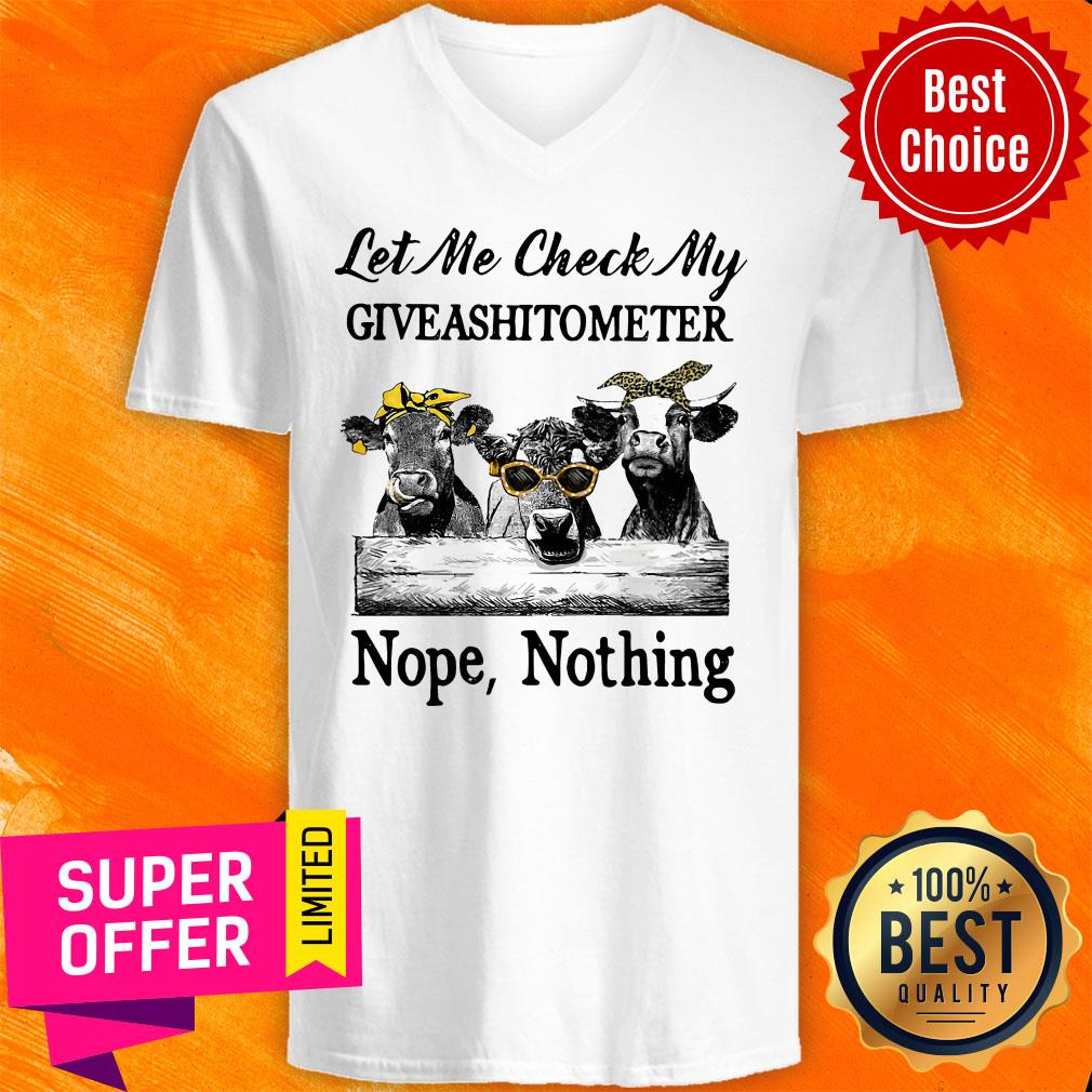 Funny Cow Let Me Check My Giveashitometer Nope Nothing Shirt - Image 3