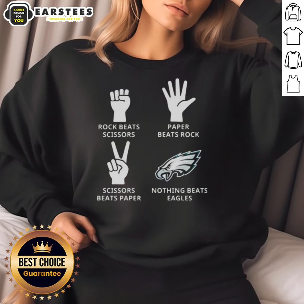 Nice Philadelphia Eagles Nothing Beats Rock Beats Scissors Paper Beats Rock Scissors Beats Paper T-Shirt - Image 5