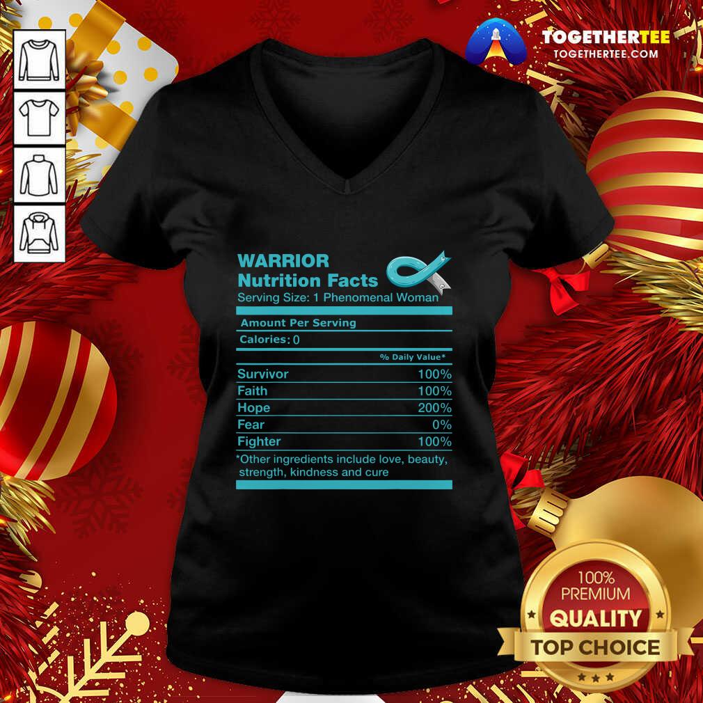 Funny Warrior Cervical Cancer Nutrition Facts Cervical Cancer Awareness Shirt - Image 2