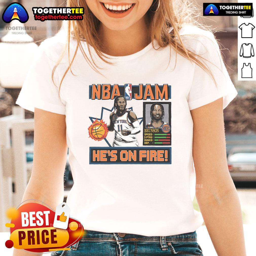 Nice Jalen Brunson New York Knicks Homage NBA Jam T-Shirt - Image 3