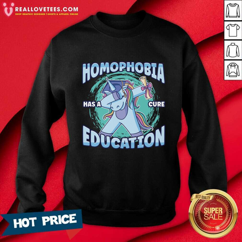 Unicorn Homophobia Has A Cure Education Dabbing Shirt - Image 4