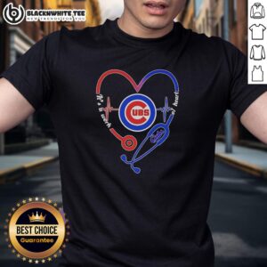 Awesome Chicago Cubs Stethoscope Heartbeat It's A Work Of Heart T-Shirt
