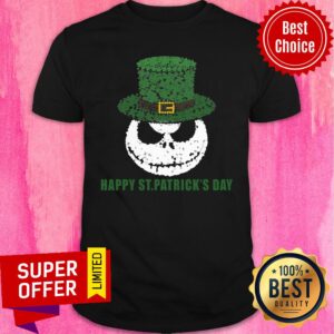 Skellington Head Irish Four-Leaf Clover Nightmare Before Christmas Happy St Patrick’s Day Shirt