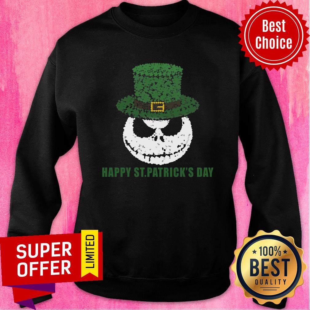 Skellington Head Irish Four-Leaf Clover Nightmare Before Christmas Happy St Patrick’s Day Shirt - Image 5