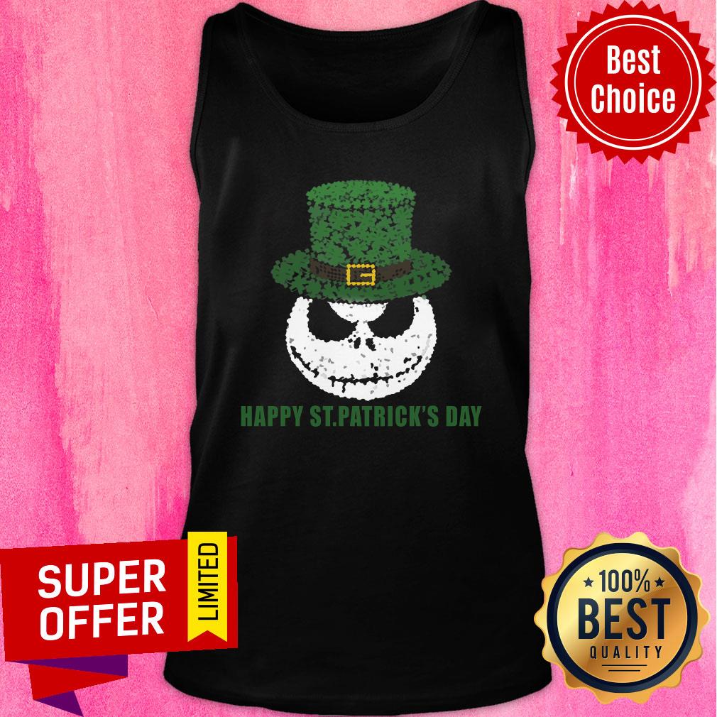 Skellington Head Irish Four-Leaf Clover Nightmare Before Christmas Happy St Patrick’s Day Shirt - Image 4
