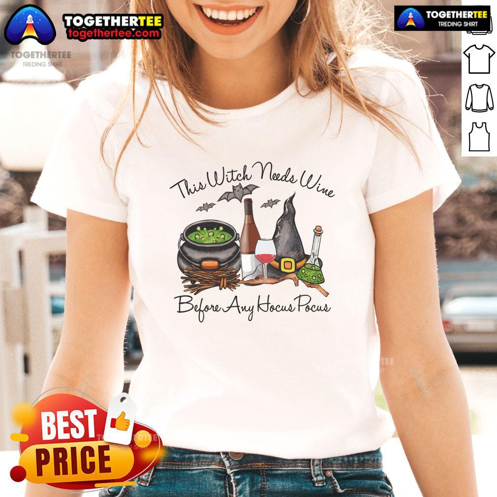 Good Witch Cauldron Wine Glass And Potion Halloween Drinking T-Shirt - Image 3