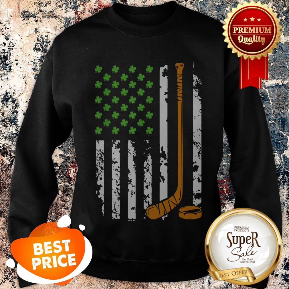 Nice Irish American Hockey Flag Gift St Patrick’s Day Shirt - Image 4