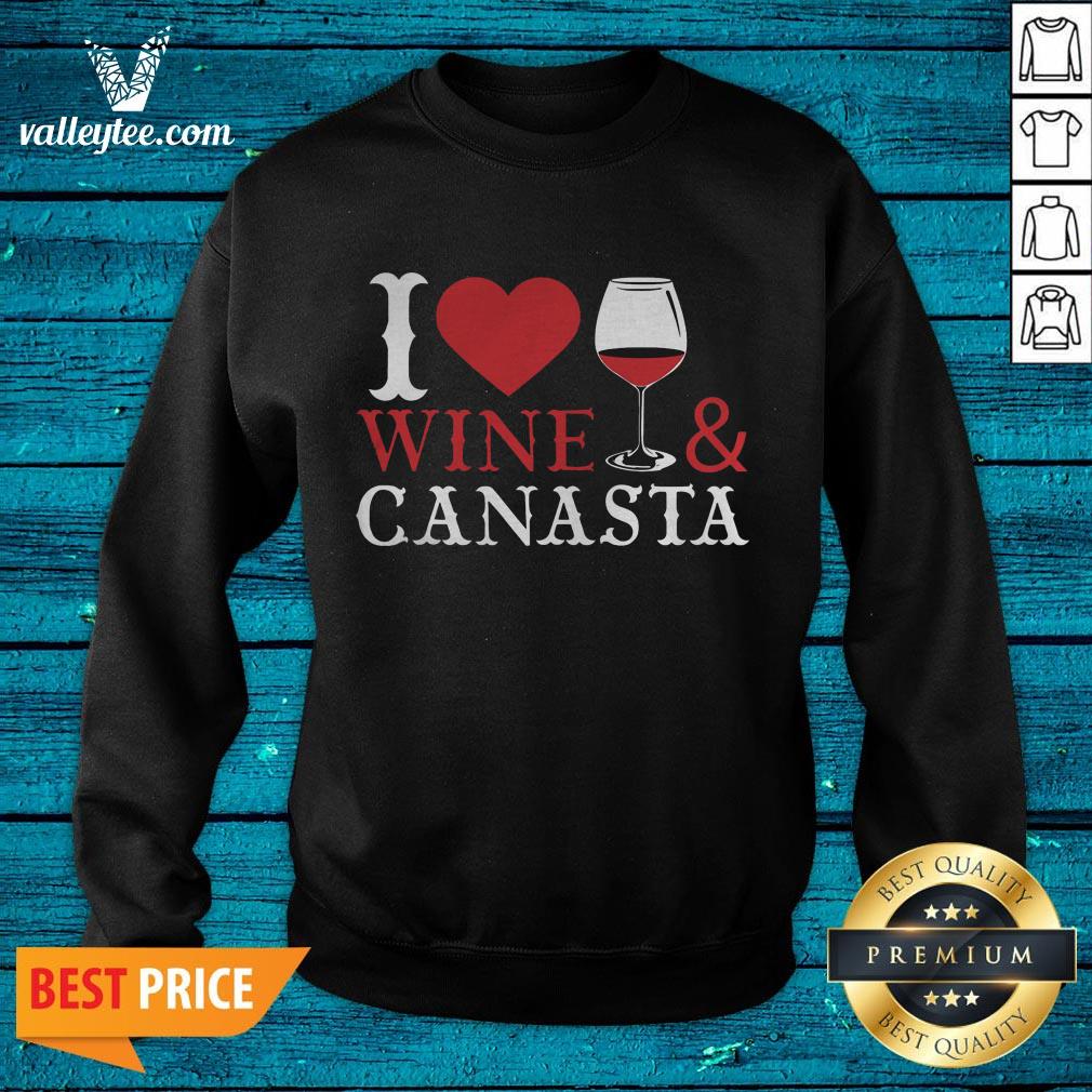 Sweet I Love Wine Canasta Card Game Lover Gift Cute Shirt - Image 2