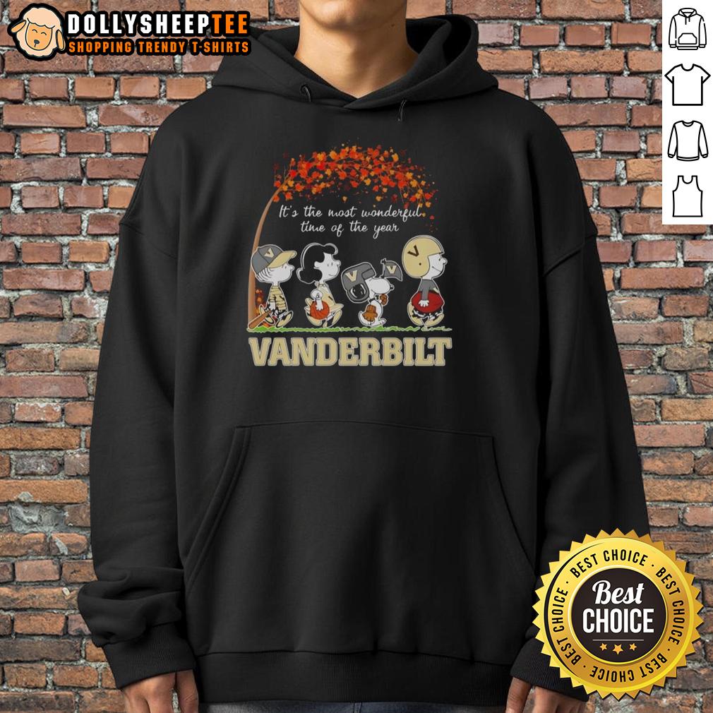 Nice Snoopy And Friends Vanderbilt It's The Most Wonderful Time Of The Year Autumn T-Shirt - Image 2