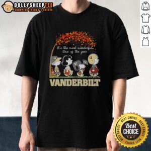 Nice Snoopy And Friends Vanderbilt It's The Most Wonderful Time Of The Year Autumn T-Shirt