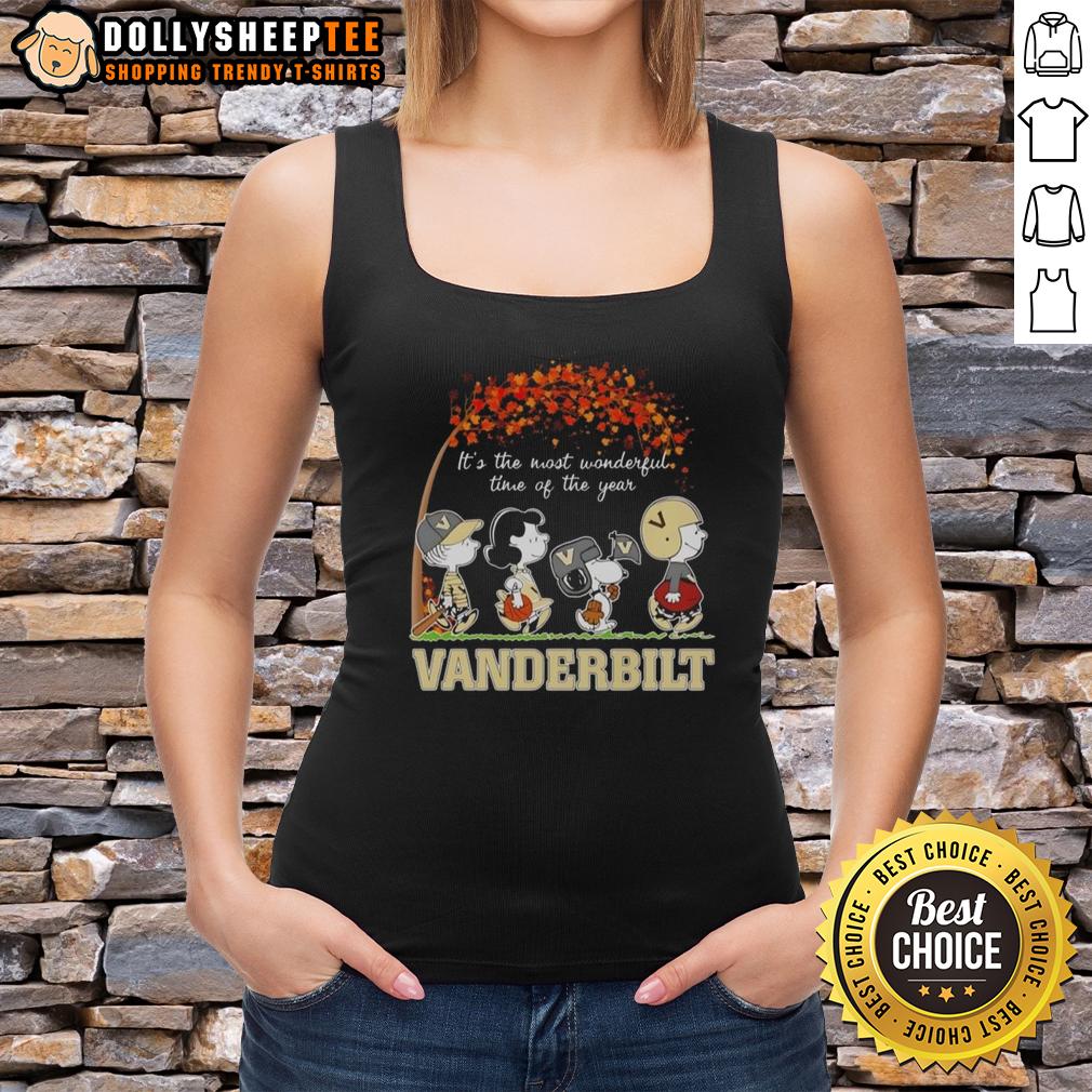 Nice Snoopy And Friends Vanderbilt It's The Most Wonderful Time Of The Year Autumn T-Shirt - Image 4