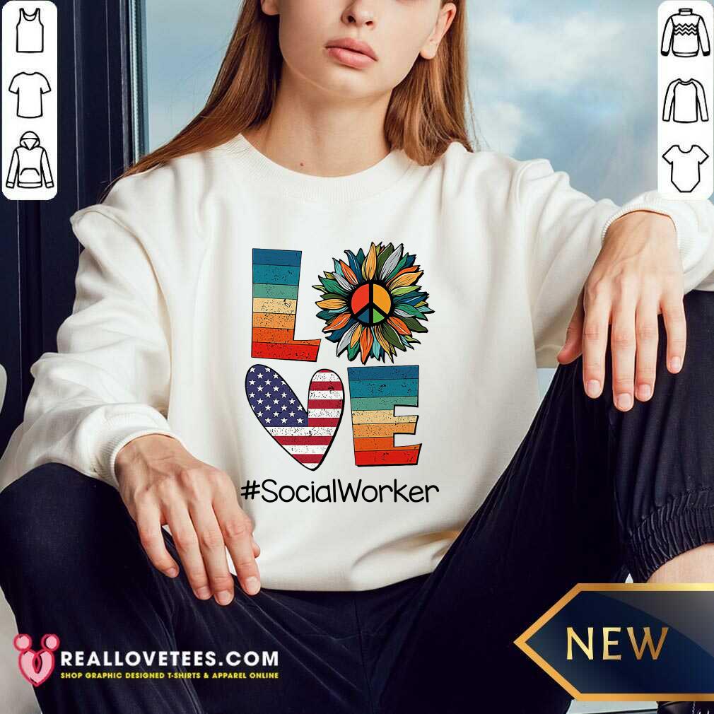 Love Sunflower Social Worker Hippie Vintage Shirt - Image 5