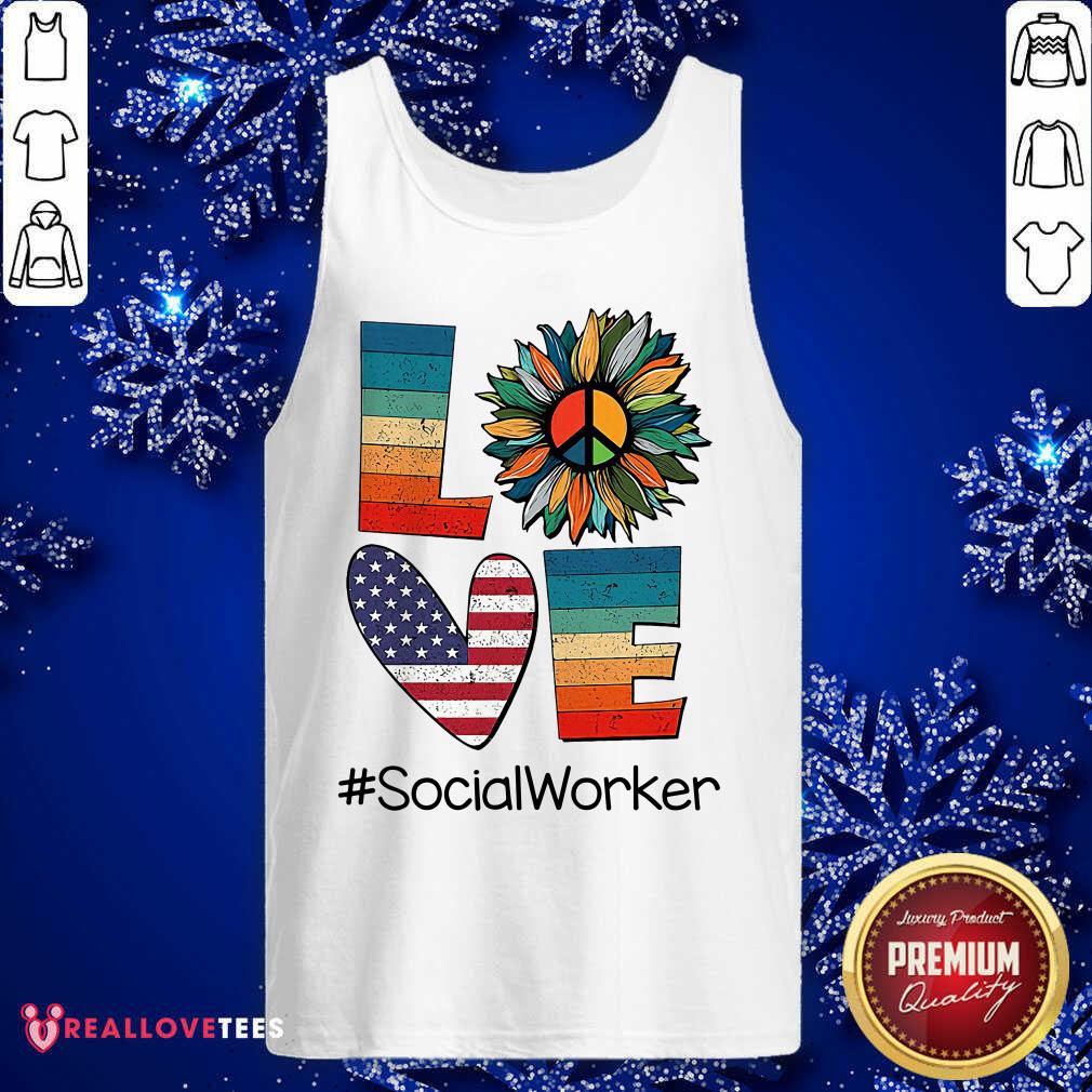 Love Sunflower Social Worker Hippie Vintage Shirt - Image 4