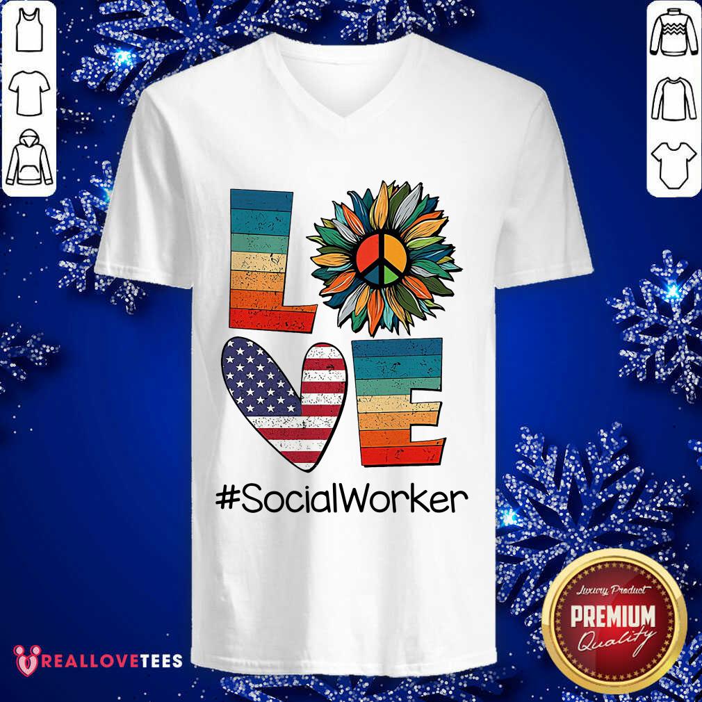 Love Sunflower Social Worker Hippie Vintage Shirt - Image 3